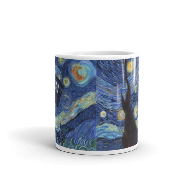 Ceramic Coffee Mug "Starry Night", Van Gogh Mug, Tardis Mug, Doctor Who Mug