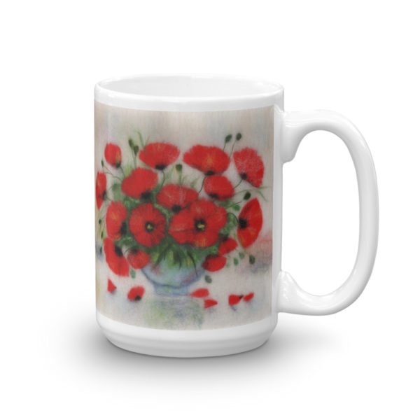 Ceramic Coffee Mug "Bouquet Of Poppies", Floral Mug, Red Poppies Flowers Mug