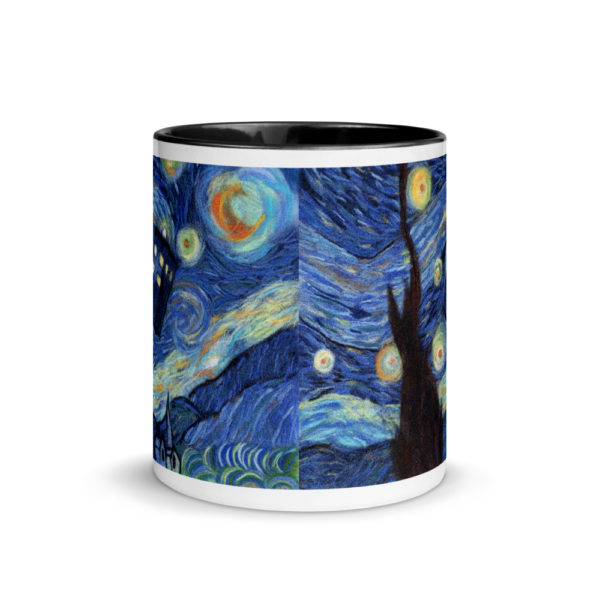 Ceramic Coffee Mug With Color Inside "Starry Night", Van Gogh Mug, Tardis Mug, Doctor Who Mug