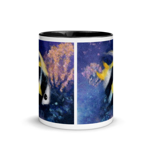 Ceramic Coffee Mug With Color Inside "Fish Under The Sea", Fish Mug, Nautical Tea Mug