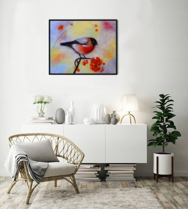 Bird Print Wall Art Decor "Colorful Bullfinch" Unique Gift For Bird Lovers
