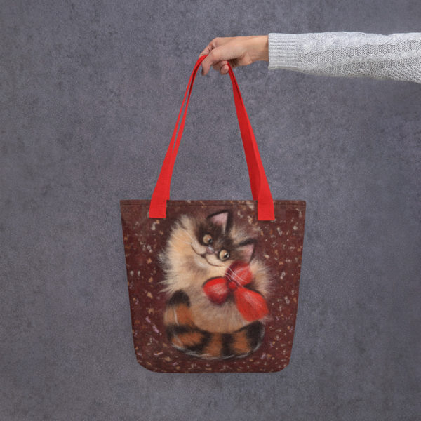 Animal Print Tote Bag "Ginger Cat", Reusable Grocery Shopping Tote Bag, Fabric Shoulder Bag