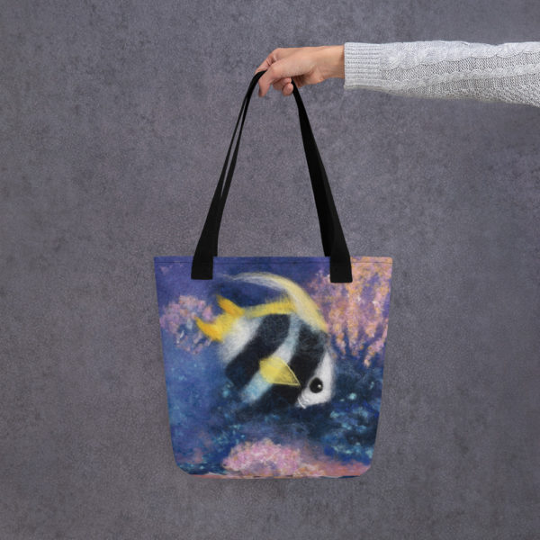 Fish Tote Bag "Fish Under The Sea", Reusable Grocery Shopping Tote Bag, Fabric Shoulder Bag