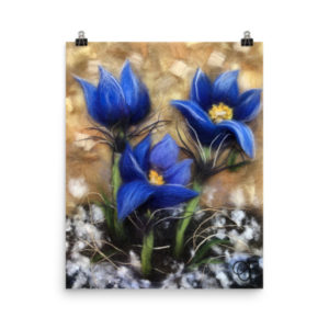Blue Flowers Print Floral Poster Wall Art Decor