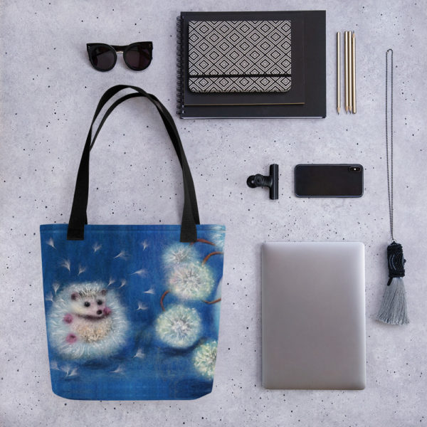 Animal Print Tote Bag "Hedgelion", Reusable Grocery Shopping Tote Bag, Fabric Shoulder Bag