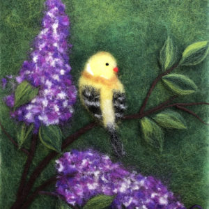 Original wool painting Oriole by Oksana Ball, Bird painting, Wildlife painting with wool, Fiber wall art decor
