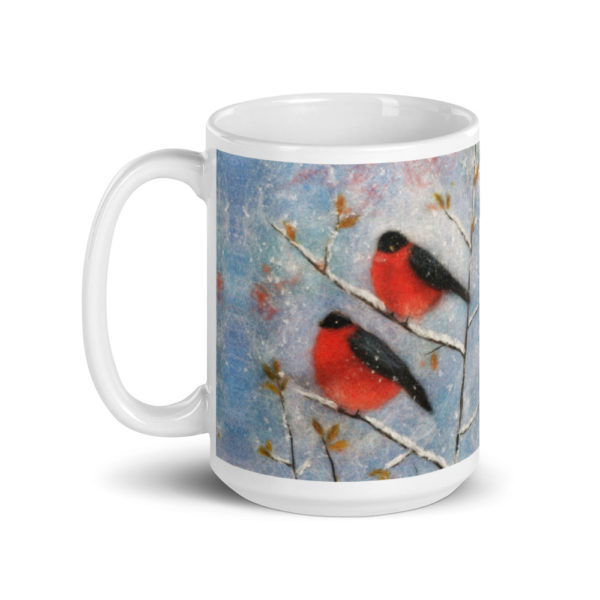 Ceramic Coffee Mug "Two Bullfinches", Bird Mug