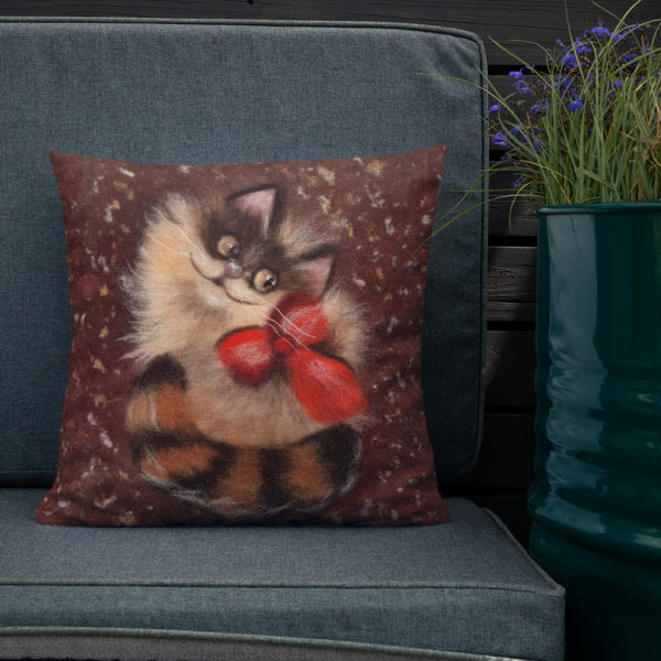 Animal Print Decorative Throw Pillow "Ginger Cat", Cat Accent Pillow For Couch, Sofa, Chair, Bed