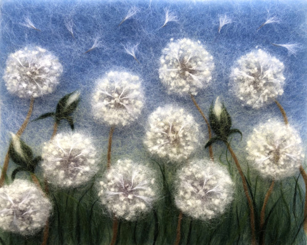 Wool Painting "Dandelions" by Oksana Ball