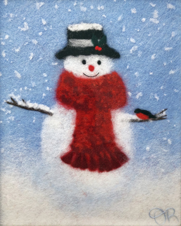 Wool Painting "Snowman" by Oksana Ball
