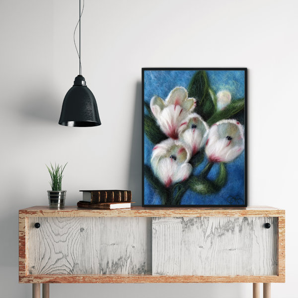 Tulips Print White Flowers Poster Floral Wall Art Decor