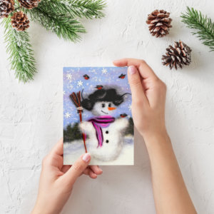 Snowman Gift Holiday Stationery Set - 40 Sheets & 40 Envelopes, Blue Snowflake Design, 70lb Paper, Printer Friendly