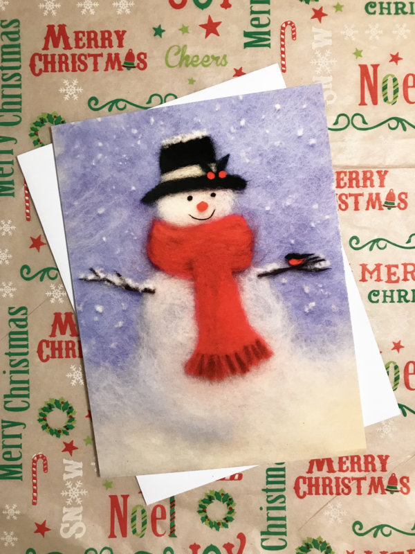 Christmas Greeting Card "Snowman" With Envelope Blank Inside