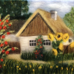 Wool Painting "Country House" by Oksana Ball