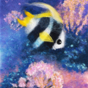 Original wool painting Fish under the sea by Oksana Ball, Nautical painting, Fiber wall art decor