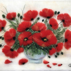 Wool Painting "Bouquet Of Poppies" by Oksana Ball