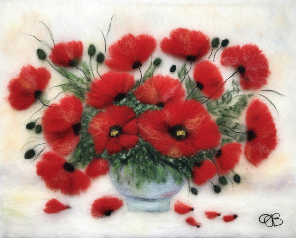Wool Painting "Bouquet Of Poppies" by Oksana Ball