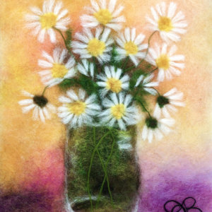 Wool Painting "Bouquet Of Daisies" by Oksana Ball