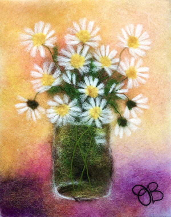 Wool Painting "Bouquet Of Daisies" by Oksana Ball