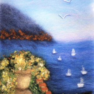 Wool Painting "Italy Shore" by Oksana Ball