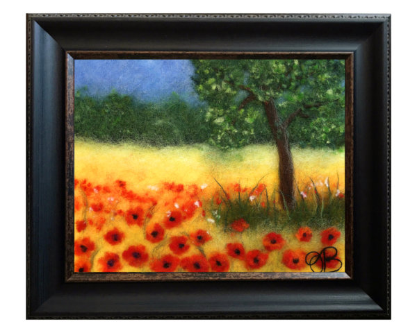 Wool Painting "Poppy Field" by Oksana Ball