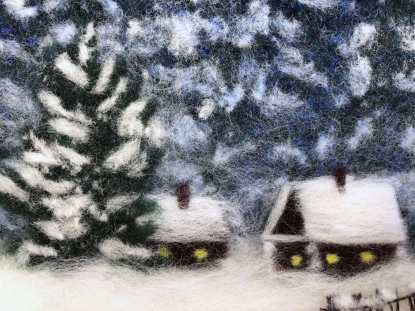 Wool Painting "Snowy Village" by Oksana Ball