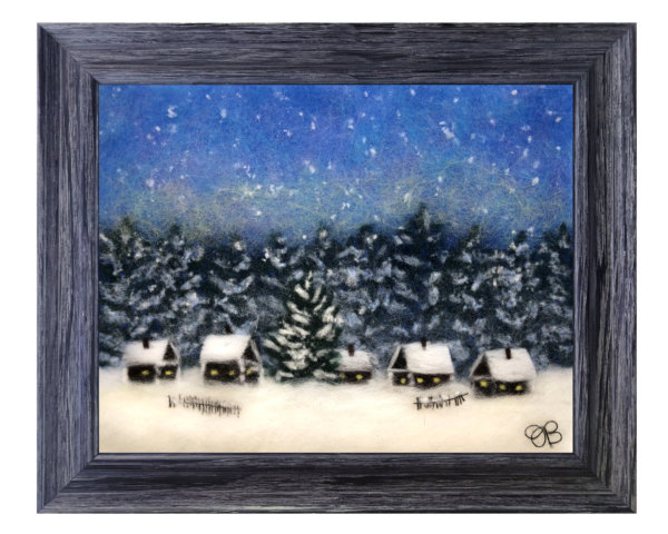 Wool Painting "Snowy Village" by Oksana Ball