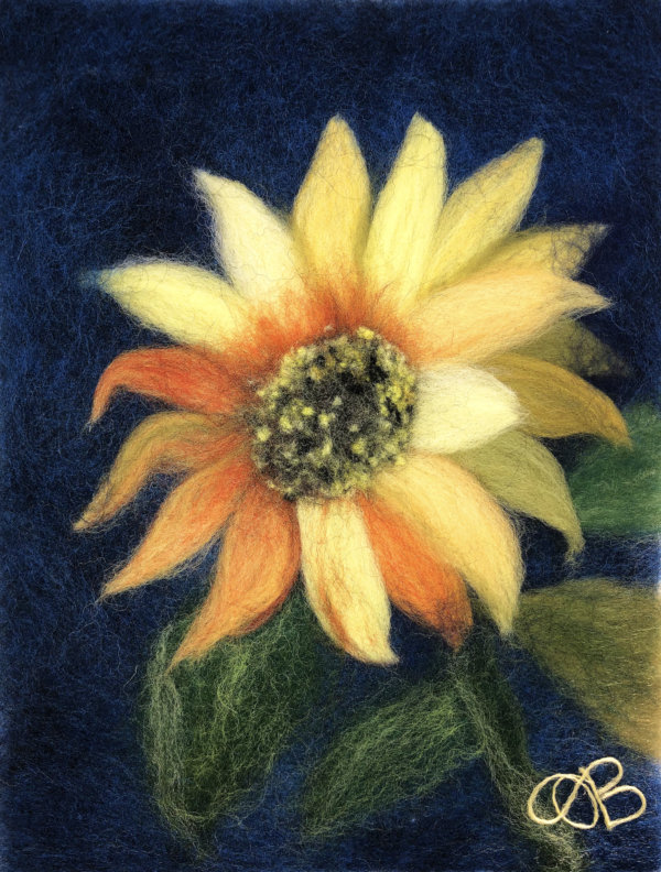 Wool Painting "Sunflower" by Oksana Ball