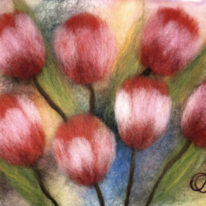 Wool Painting "Tulips" by Oksana Ball