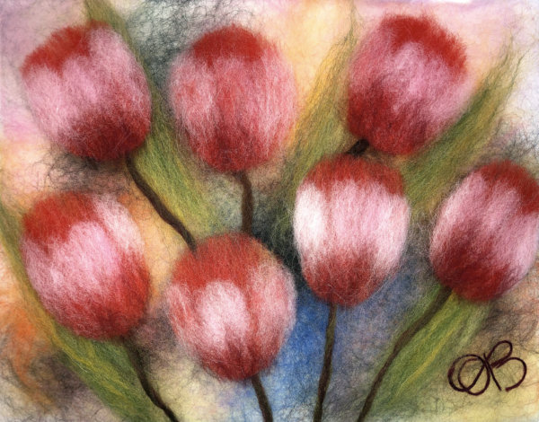 Wool Painting "Tulips" by Oksana Ball