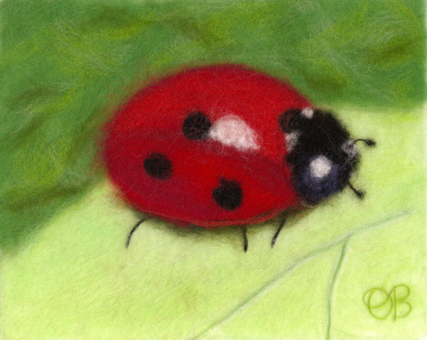 Wool Painting "Ladybug" by Oksana Ball