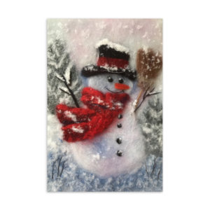 Postcard "Snowman With A Broom"